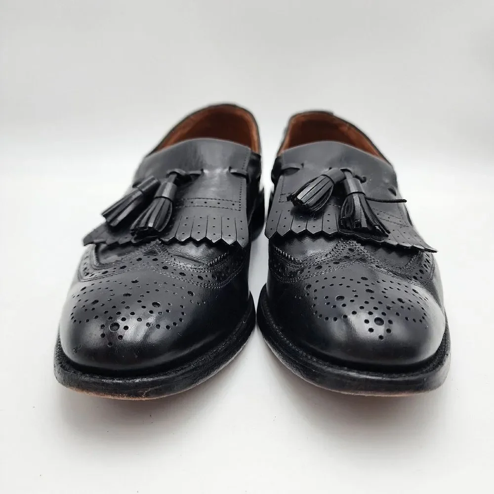 Allen Edmonds 'Arlington' Black Longwing Kiltie Tassel Loafers Size 10A Men Shoe